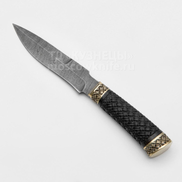 Нож Осётр №2 (Дамасская сталь, Резьба, Граб)