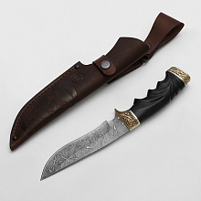 Нож Галеон (Дамасская сталь, Граб, Резная рукоять)