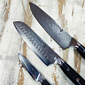 Набор из трех кухонных ножей (Сталь: обкладки нержавеющий дамаск, центр VG10, рукоять G10)  2