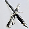 Нож Кортик в ножнах на подставке Линкор (Дамасская сталь, Белый металл, Черное дерево) 6