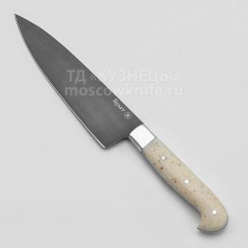 Кухонный нож Шеф повар № 2 (Булатная сталь, рукоять белый акрил)
