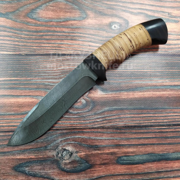 Нож "Скиф" (Дамасская сталь, Береста и граб)