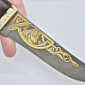 Нож Таганайский лесник Н5 (клинок из дамасской стали У10А-7ХНМ, Златоустовская гравюра, орех, фурнитура - латунь с напылением жёлтым металлом) 3