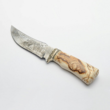 Нож Восток (Дамасская сталь, Рог лося, гравировка - ВОЛК)