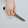 Нож Лондон НР 2 (клинок из дамасской стали У10А-7ХНМ, Златоустовская гравюра, орех, гарда с напылением жёлтым металлом) 4