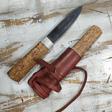 Нож якутский (Х12МФ, Карельская береза, Вставка -кость)  