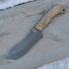 Нож туристический Ковбой (Дамасская сталь, ц/м, обкладки из ореха)