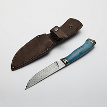 Нож Тигр малый (ХВ5-Алмазная сталь, Карельская береза, Мельхиор)