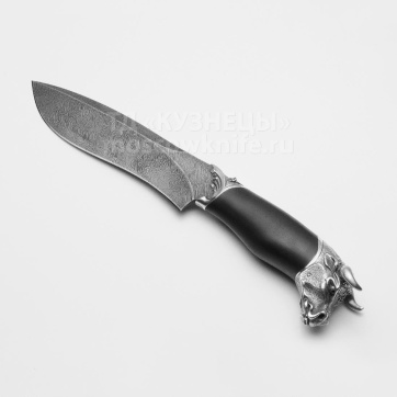 Нож Коррида (Дамасская сталь, Дерево, Белый металл)