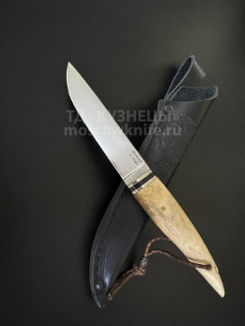 Нож "Грибник" сталь- BOHLER К 340, рукоять-мельхиор, кость с художественной резьбой