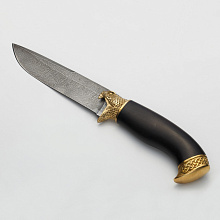 Нож Засапожный (Дамасская сталь, Латунь, Граб)