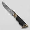 Нож Осётр (Дамасская сталь, граб резьба, литье пират и корабль) 1