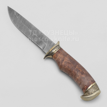 Нож Соболь (Дамасская сталь, Карельская береза, Мельхиор)