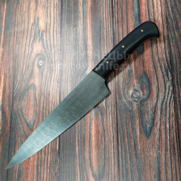 Кухонный нож Шеф-повар №1 (Дамасская сталь, Венге, Цельнометаллический)