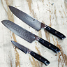 Набор из трех кухонных ножей (Сталь: обкладки нержавеющий дамаск, центр VG10, рукоять G10)  1