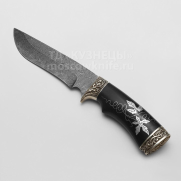 Нож Галеон (Дамасская сталь, Граб, Инкрустация, Мельхиор)