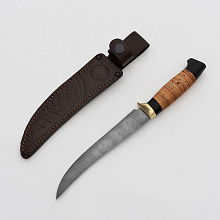 Филейный нож средний (Дамасская сталь, береста)