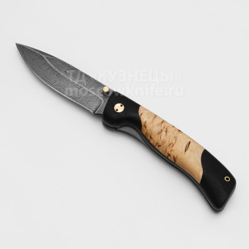 Складной нож Сормовский (Дамасская сталь, Карельская берёза, Граб)