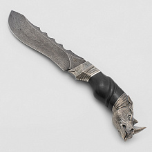 Нож Носорог 1 (Дамасская сталь, Дерево, Белый металл)