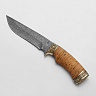 Нож Галеон (Дамасская сталь, Береста, Мельхиор) 1