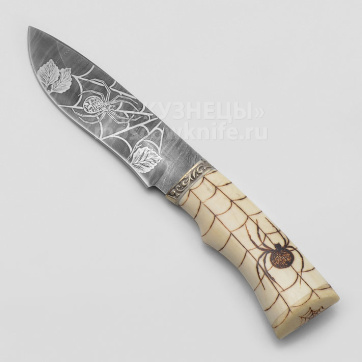 Нож Беркут (Дамасская сталь, Гравировка, Рог лося)