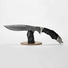 Нож Матёрый (Дамасская сталь, Дерево, Белый металл)