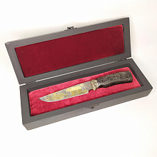 Шкатулка подарочная для ножа "Охота на медведя"