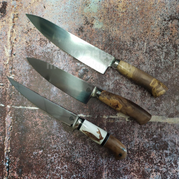 Набор кухонных ножей из кованной стали (95Х18, Рукоять - кап клена)