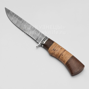 Нож Соболь (Дамасская сталь, Венге, Береста)