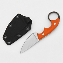Шейный нож №2 (95Х18, Микарта orange, ножны - Кайдекс)