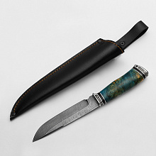 Нож Турист (Дамасская сталь, Кап клена, Мельхиор)