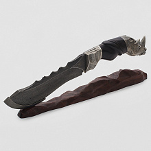 Нож Носорог 1 (Дамасская сталь, Дерево, Белый металл)
