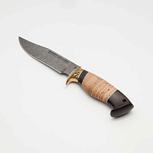 Нож Промысловик (Дамасская сталь, Береста)