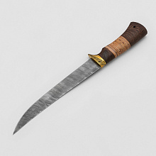 Нож Филейный  N 5 (Дамасская сталь, Венге, Береста)