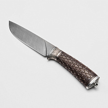 Нож Бородино (Дамасская сталь, Дерево, Белый металл)